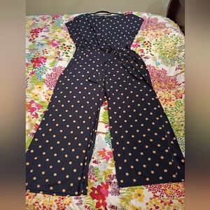 Banana Republic Polka Dot  Sleeveless Jumpsuit - Navy and Tan Size XL